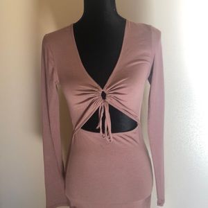 V Neck with Midriff Keyhole Dress